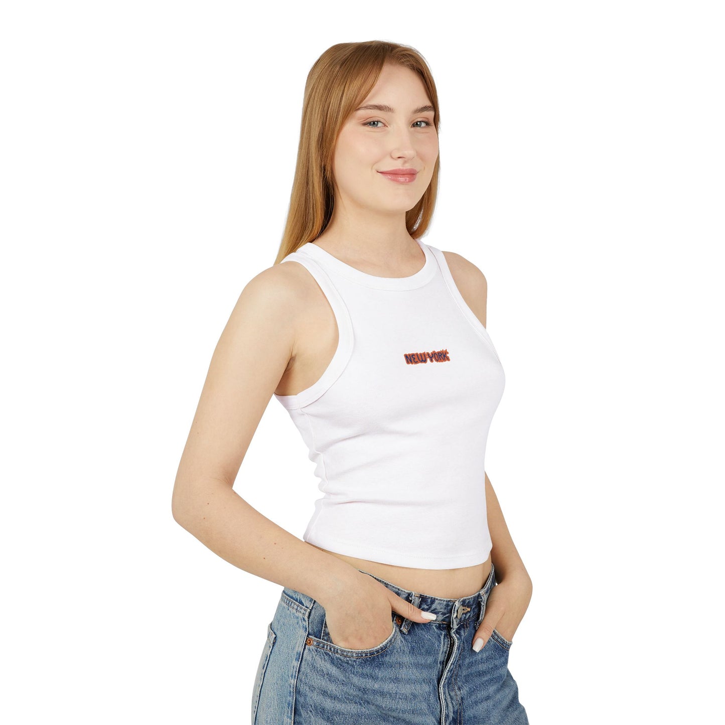 Cropped NEW YORK Rib Racer Tank Top